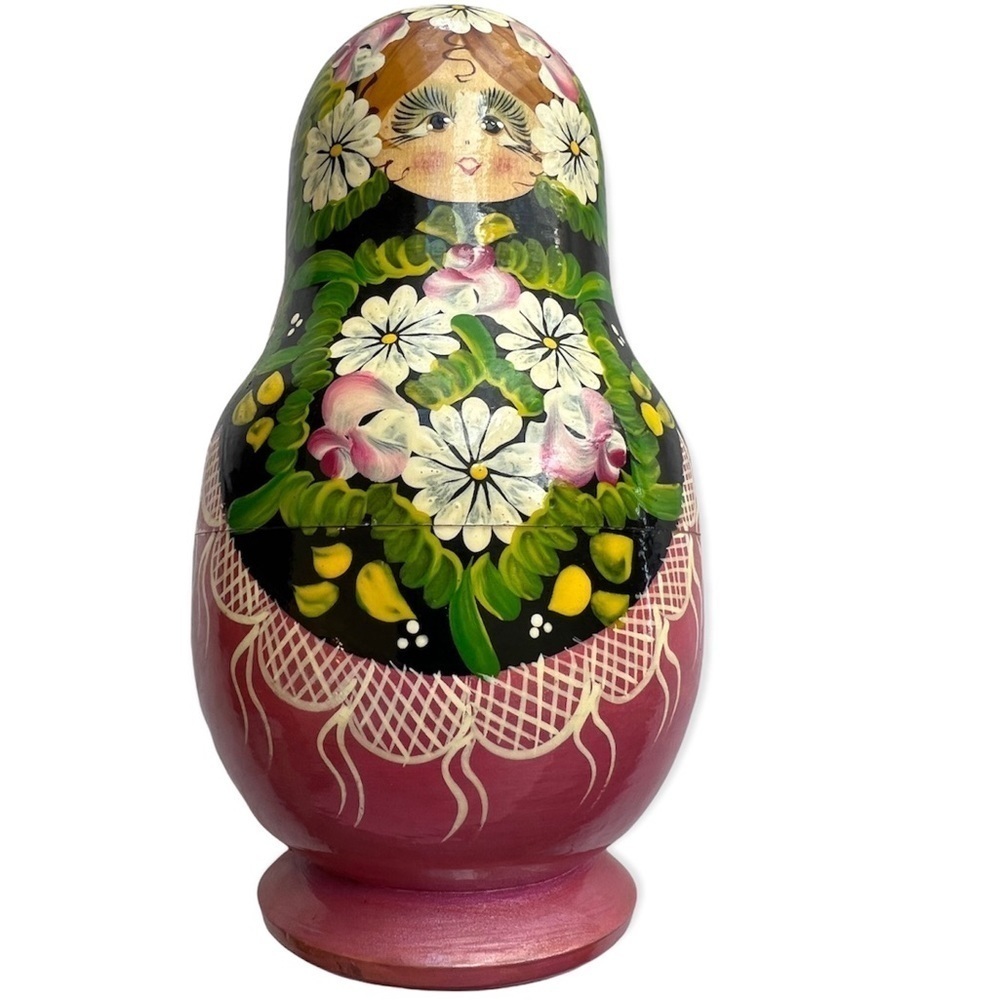 Vintage Hand Painted Russian Wood Doll 1 Only
